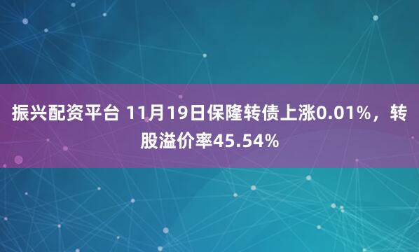 振兴配资平台 11月19日保隆转债上涨0.01%，转股溢价率45.54%